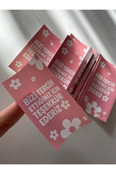 Maek Tasarım Çiçek motifli pembe sticker - 8x5cm - 25 adet