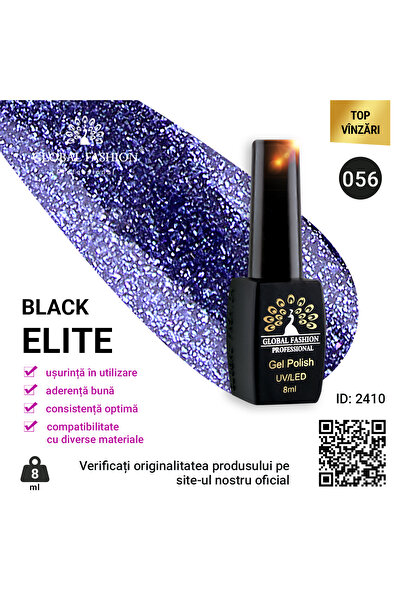 global fashion Set de 4 unități: Oja semipermanenta Black Elite, 8 ml, 056