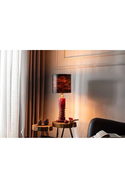 Siraze sanat Osmanlı Lalesi Ahşap Gövdeli Dekoratif Abajur