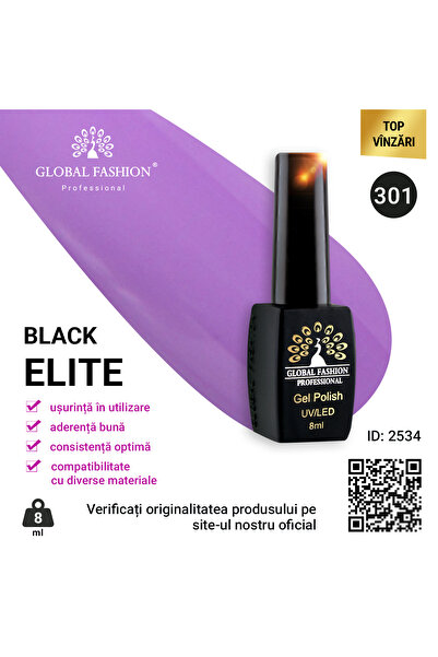 global fashion Set de 4 unități: Oja semipermanenta BLACK ELITE, 8 ml, 301