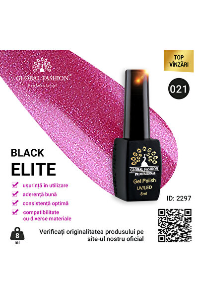 global fashion Set of 4 units: Black Elite semi-permanent nail polish, 8 ml, 021