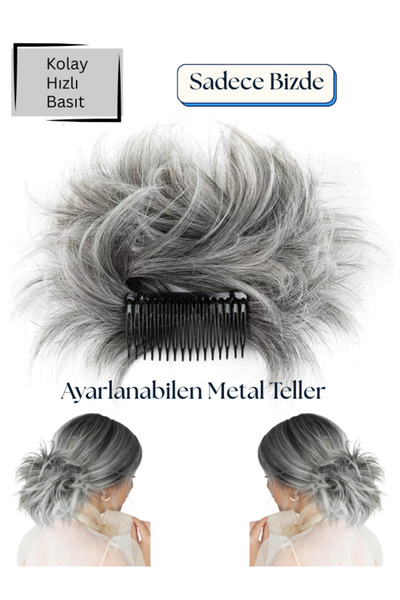 YARAT Tuz Biber Rengi Ayarlanabilen Telli Tokalı Topuz 45/55 Gram