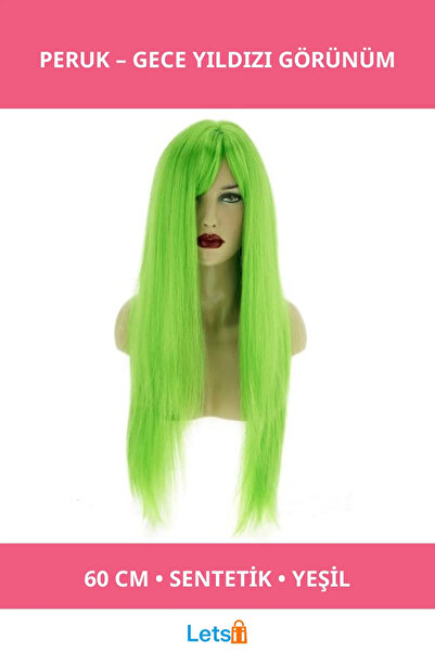Letsii Green Synthetic Wig 60cm Party Hair