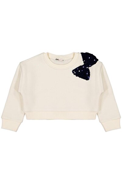Civil Girls Sequin Bow Sweatshirt for Ages 2-5 - Ecru for Ages 5-6