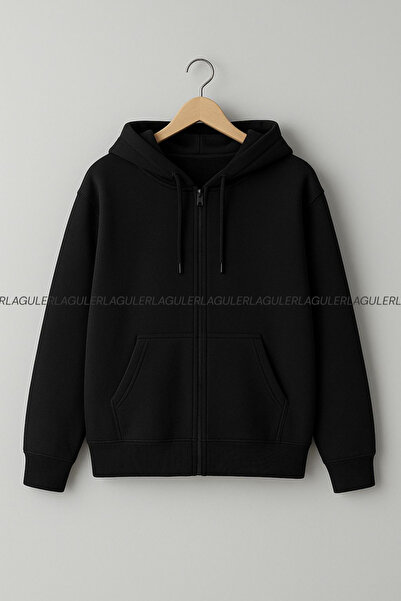 LG LAGULER Unisex Winter Fleece-Lined Non-Pilling Zippered Pocket K Hooded Pl...