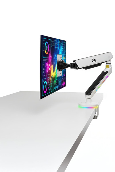 NPO حامل شاشة أحادي الذراع من نوع VESA مع ممتص صدمات احترافي للألعاب بتقنية RGB من Elysium مقاس 27-45 بوصة طراز STD54012HLW