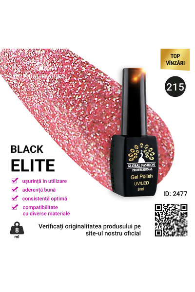 global fashion Set de 4 unități: Oja semipermanenta BLACK ELITE, 8 ml, 215
