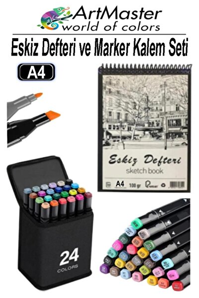 Artmaster A4 skicarka 50 listova 100g 1 komad 24 boje flomastera dvostrana do...