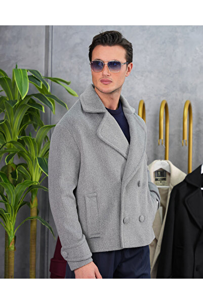 MODEFENDİ Erkek Gri Yumuşak Dokulu Krep Model Yan cepli Düğmeli Kaşmir Ceket ...
