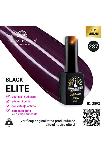 global fashion Set de 4 unități: Oja semipermanenta BLACK ELITE, 8 ml, 287
