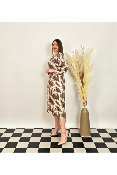 DE WHITES Plus Size Front Small Slit Belted Dress