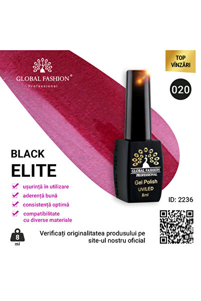 global fashion Set de 4 unități: Oja semipermanenta Black Elite, 8 ml, 020