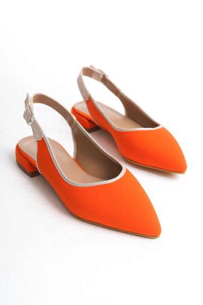 FEMME Women's Pointed Toe Open Back Casual Ballet Flats Julia Orange