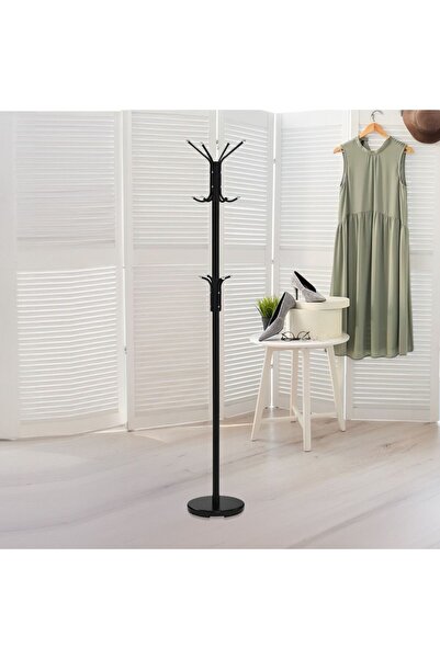 danube Deborah Coat Hanger - Stylish Black Steel & Plastic Coat Stand for Living Room, 28x28x178cm