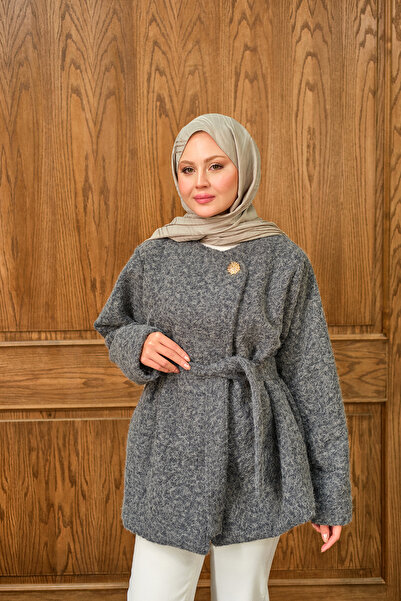 LOCCO Women's Gold Button Detail Jacket Gray