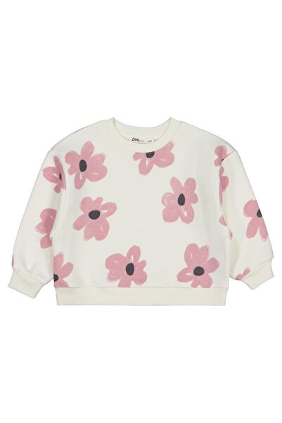 Civil Girls Çiçek Baskılı 2-5 Yaş Sweatshirt - Ekru 2-3 Yaş