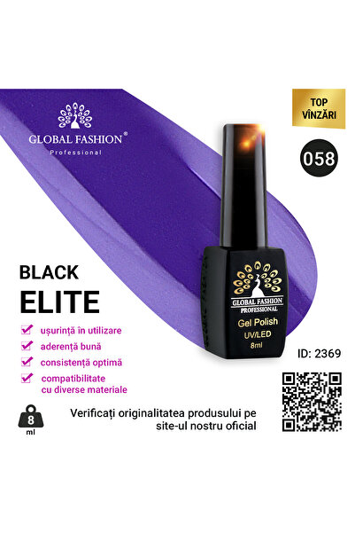global fashion Set de 4 unități: Oja semipermanenta BLACK ELITE, 8 ml, 058