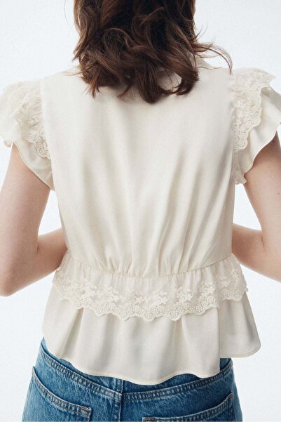 H&M Flounce-trimmed satin blouse
