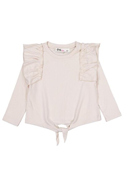 Civil Girls Shoulder Ruffled Sweatshirt for Ages 2-5 - Ivory for Ages 3-4