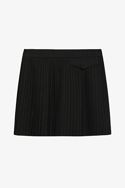 Quzu Pileli Kadın Etek ETK01102 Siyah