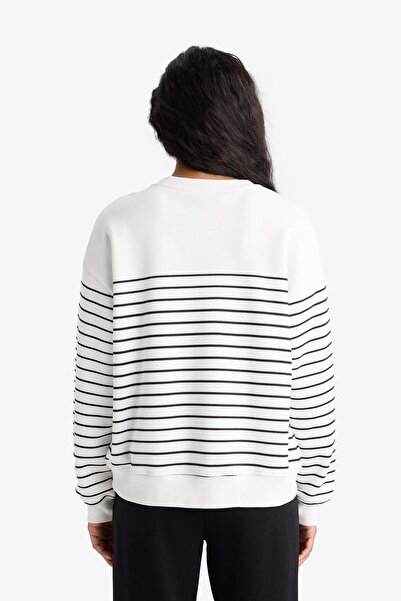 DeFacto Relax Fit Crew Neck Striped Printed Sweatshirt (25 Au)