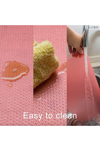 LUXER 4 Non-Slip Mats for Refrigerator Shelf/Drawer Protection, Placemats, 45x29 cm, Pink