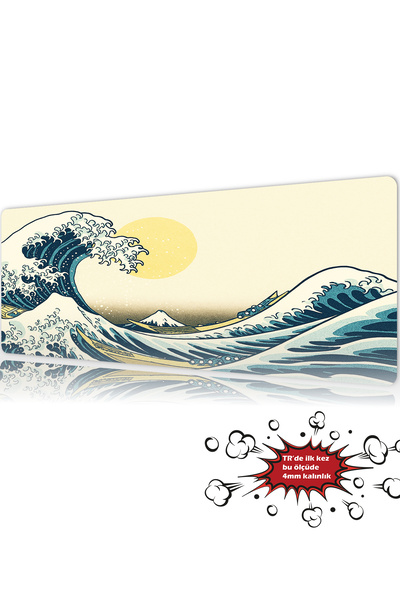 urzuva Kanagawa 90x40 4MM Kalınlık Premium Gaming oyuncu mousepad, Anti Slip ...