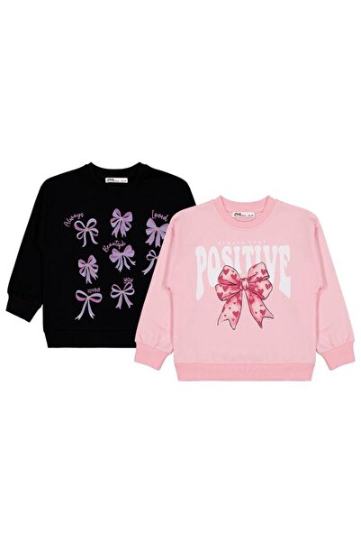 Civil Girls Bow Printed Set of 2 Sweatshirt for Ages 6-9 - Standard for Ages 8-9