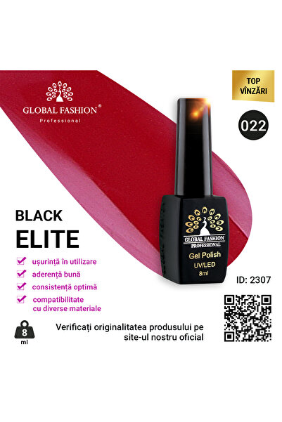 global fashion Set de 4 unități: Oja semipermanenta Black Elite, 8 ml, 022