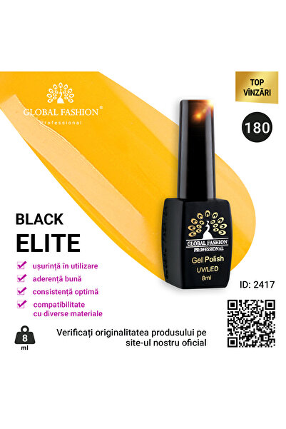 global fashion Set de 4 unități: Oja semipermanenta BLACK ELITE, 8 ml, 180