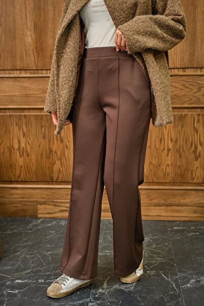 LOCCO Pantaloni de scuba cu vipușcă pentru femei, maro