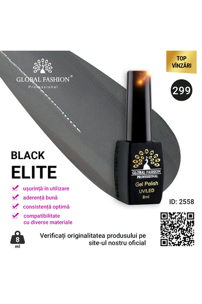 global fashion Set de 4 unități: Oja semipermanenta BLACK ELITE, 8ml, 299
