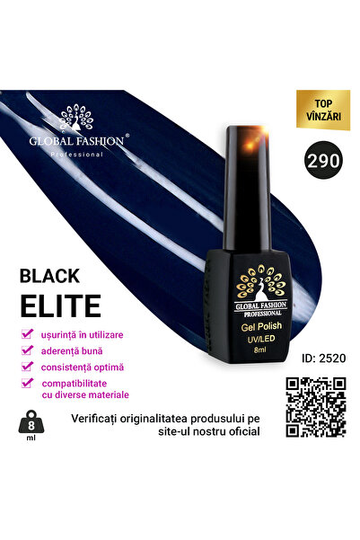 global fashion Set de 4 unități: Oja semipermanenta BLACK ELITE, 8 ml, 290