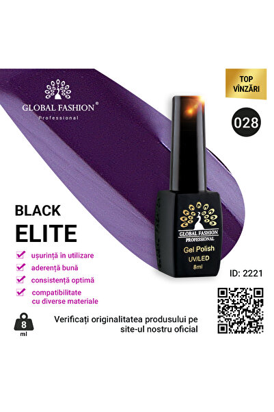 global fashion Set de 4 unități: Oja semipermanenta Black Elite, 8 ml, 028