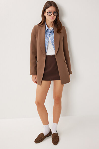 Lovelyİstanbul Jachetă țesătă Blazer din pernițe pentru umeri piese LXA0006 M...