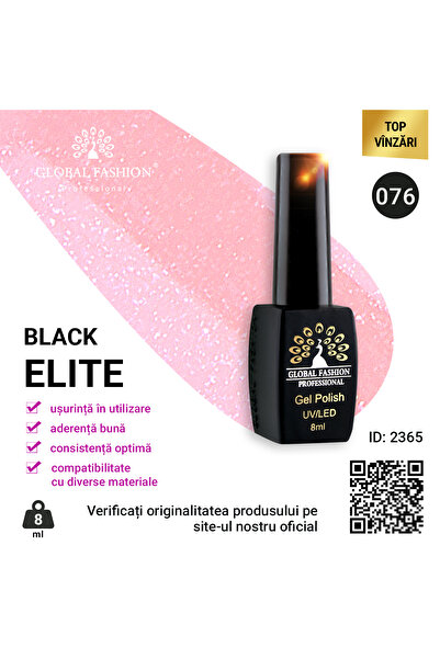 global fashion Set of 4 units: BLACK ELITE semi-permanent nail polish, 8 ml, 076
