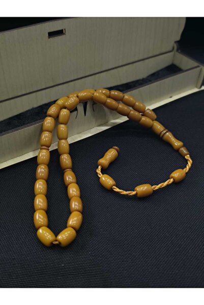 sarıyer silver Capsule Cut Crimped Amber System Tassel Model 33 Grain Natural Prayer Beads