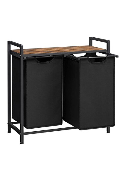 Leobert Raft de baie cu coșuri de rufe, Leobert, MDF, 2 rafturi, maro, 73x33x...