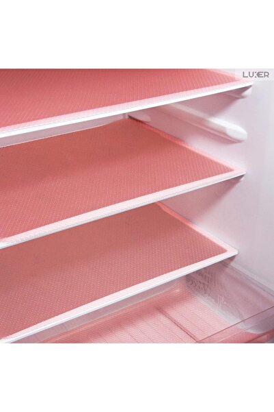 LUXER 4 Non-Slip Mats for Refrigerator Shelf/Drawer Protection, Placemats, 45x29 cm, Pink