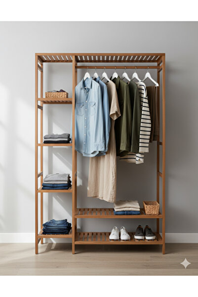 KARAS AHŞAP AHŞAP ELBİSE ASKISI ÇOK AMAÇLI GARDIROP