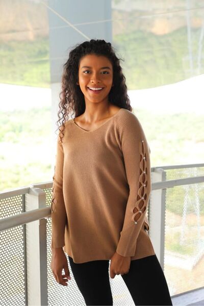 AGORATEKSTİL Women's Stone-Embellished Thessaloniki Knitted Sweater