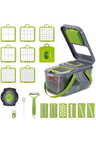 SDEPOT răzătoare multifuncțională, 22 de bucăți, cu lame din oțel inoxidabil, verde