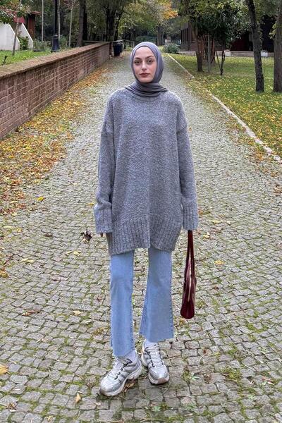 lamelif Pulover Buklet gri