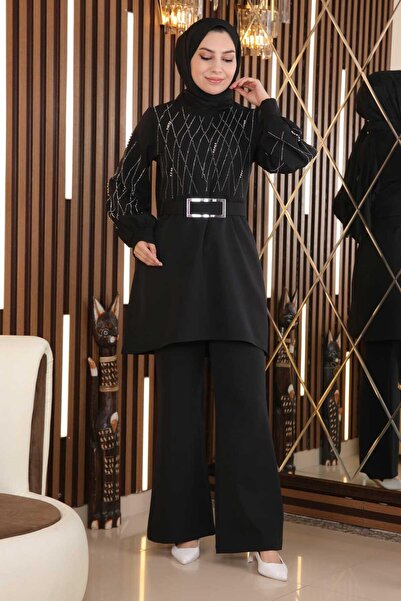 Modamihram Pearl Stone Detailed Suit Black Msw19116-3