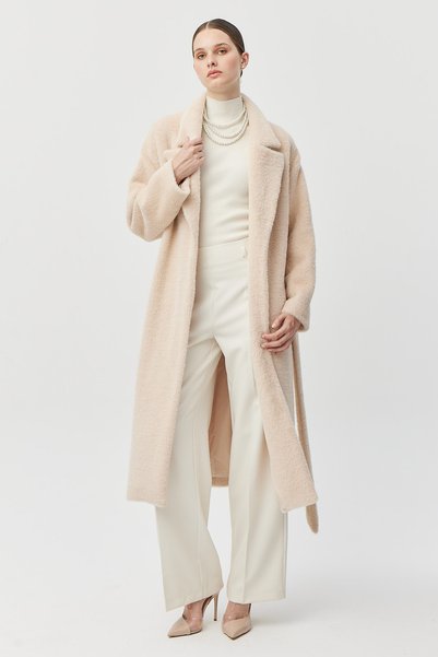 PAULMARK Women's Belted Long Fur Coat