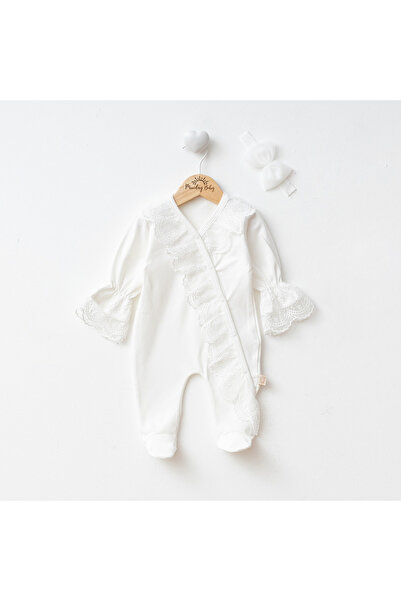 Baby طقم رومبير للفتيات الرضع مصنوع من القطن بنسبة 100% مع كشكشة ودانتيل