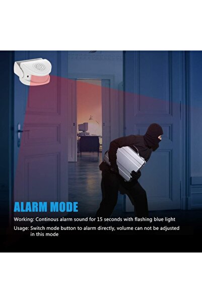 Renvox Güvenlik Alarm Zili 3 Modlu Kumandalı Hareket Sensörlü Pır Sensör