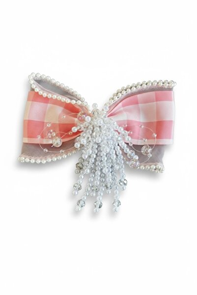 TAKIŞTIR Pink Color Ribbon Figured Pearl Detailed Pen Buckle