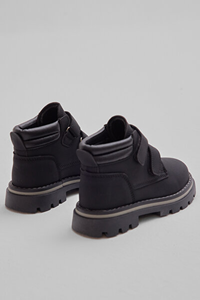 Tonny Black Children's Unisex Black Black Thick Thermo Sole Warm Lined Double Velcro Boots