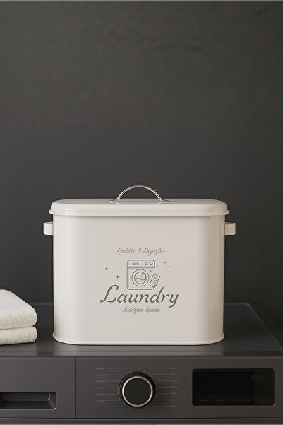 Orvila Metal Bölmeli Deterjan Kutusu – Kapaklı Çamaşır Deterjanı Saklama Kabı